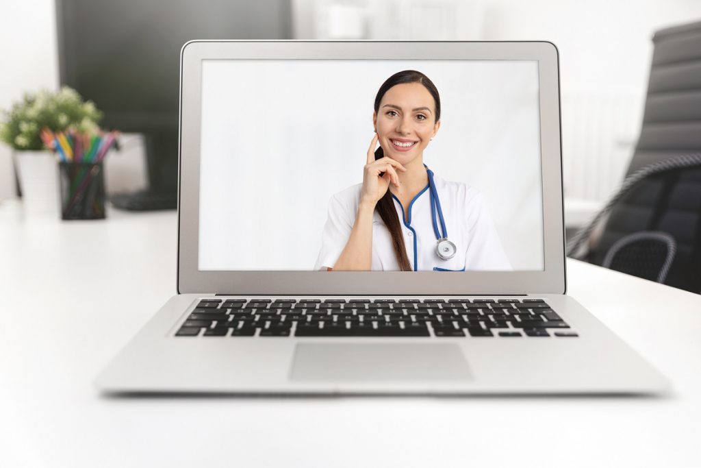 Telemedicine-Female Doctor on Laptop Screen