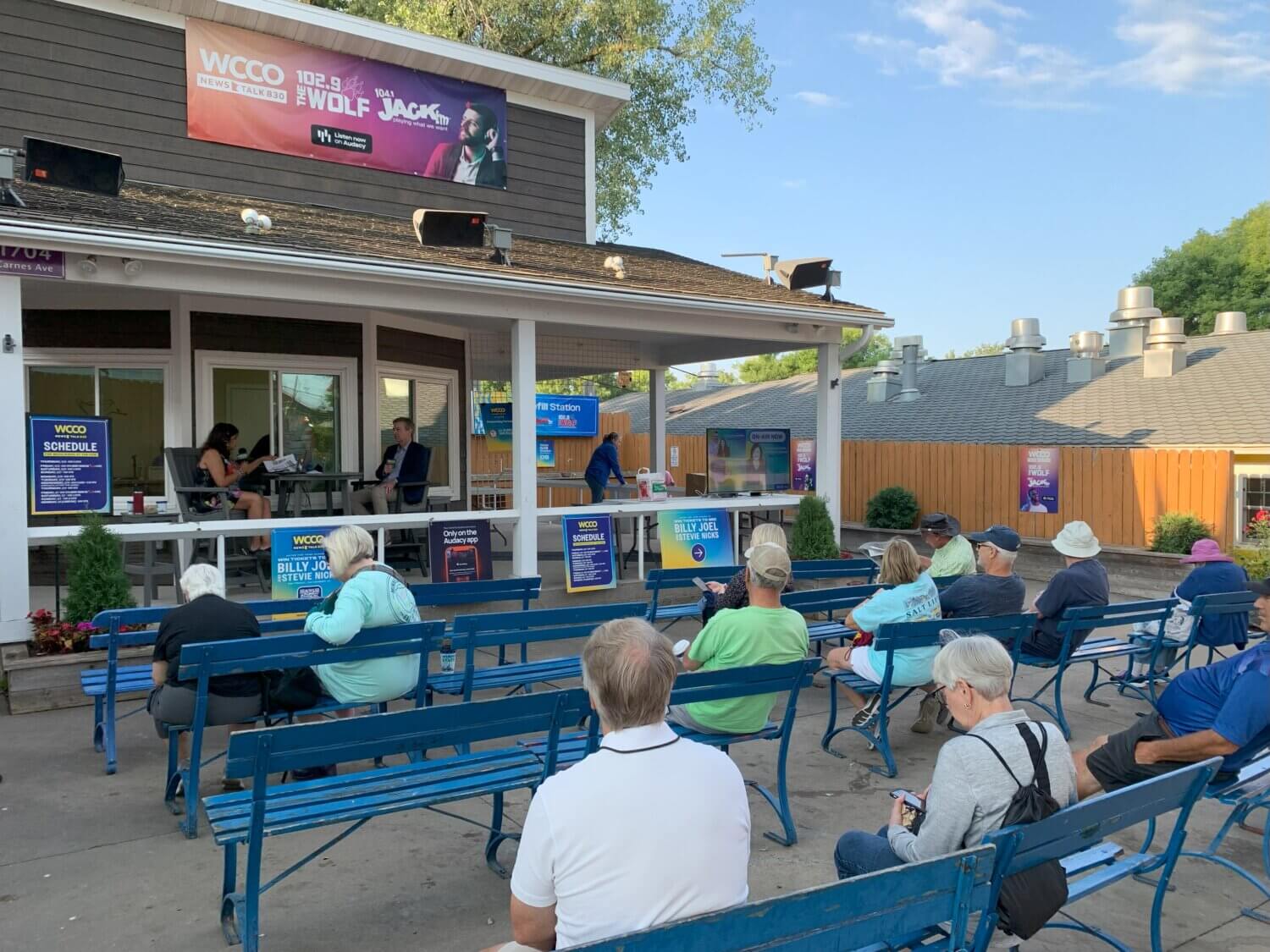 WCCO Radio booth at Minnesota State Fair during interview with Dr. Andrew Will